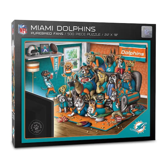 NFL Purebred Fans A Real Nailbiter 500 Piece Puzzle By Youthefan in Miami Dolphins | 18" x 24" | Michaels®
